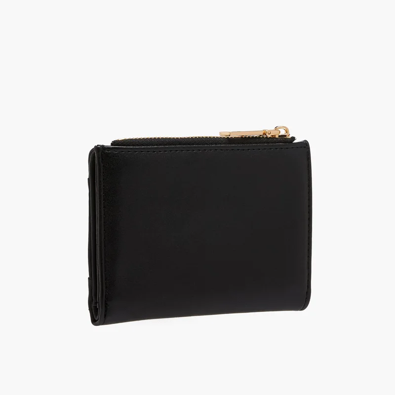 ساشا Black Wallet with Overlay Detail for Women